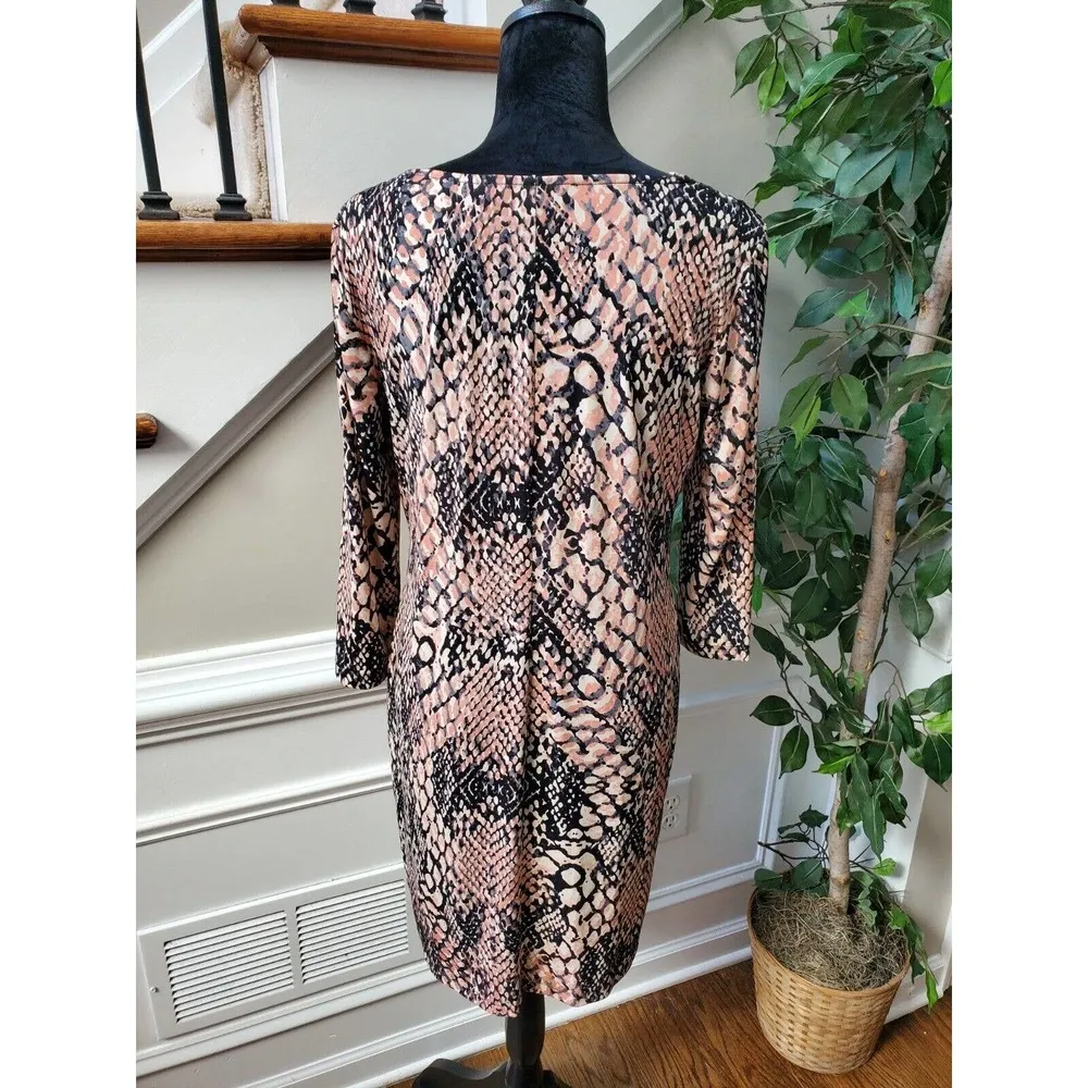 Adressing Women Multicolor Polyester Round Neck Long Sleeve Knee Length Dress S - Image 7