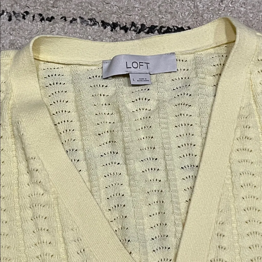 LOFT Women's Light Yellow Cardigan Sweater - Image 2