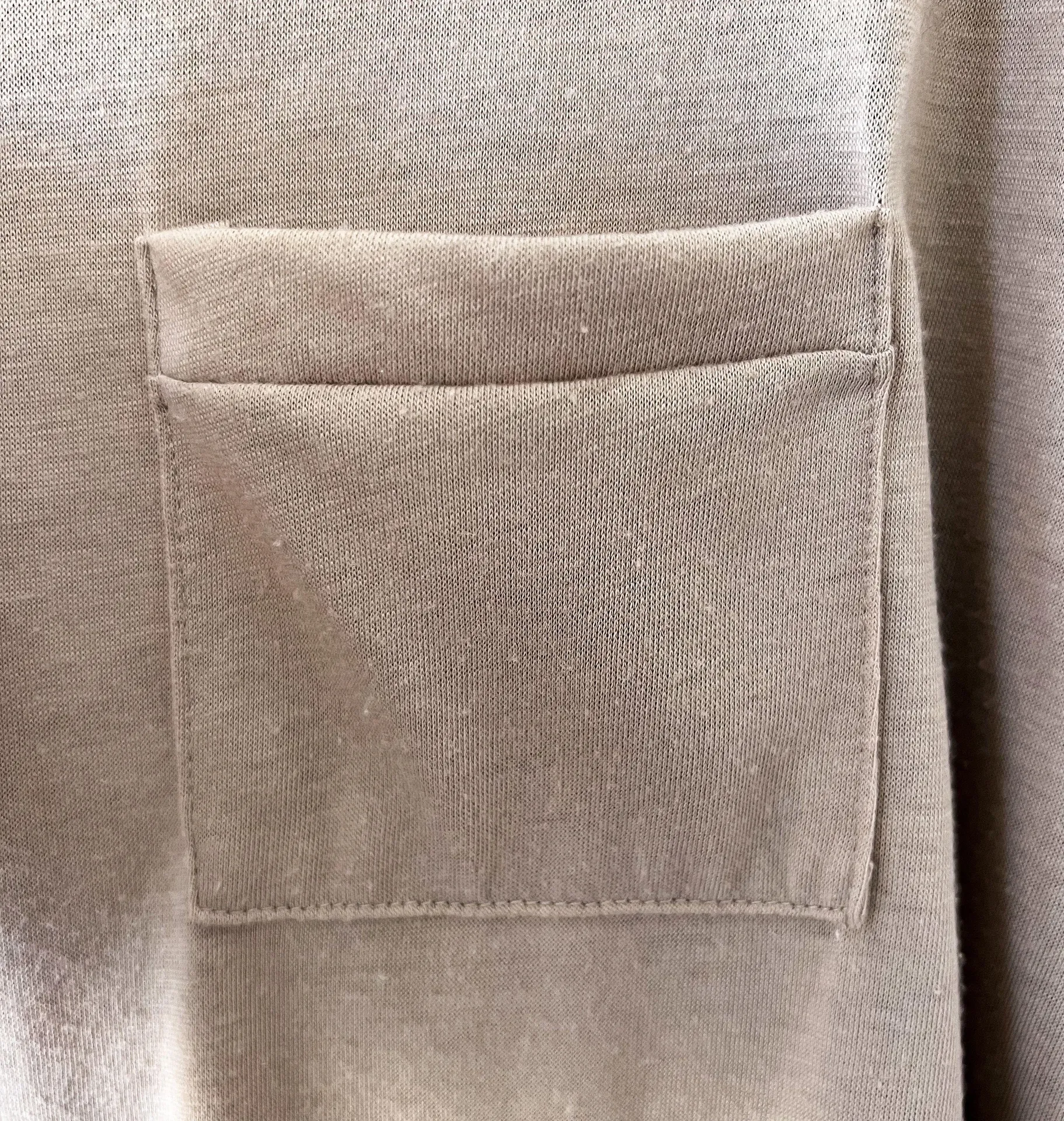 Taupe Henley Half Button Up Scoop Neck Long Sleeve Top - Image 13