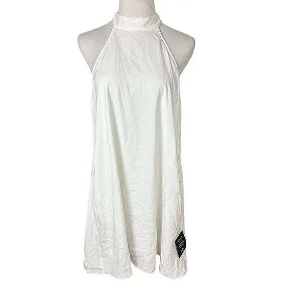NWT Lulus‎ Women's Love of Mine White Halter Swing Dress Size L Party Mini - Image 3