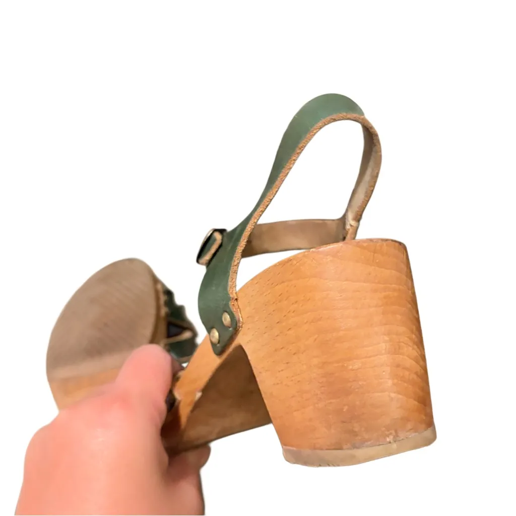 BASABO Women’s French Emerald Green Strappy Clogs previously worn size 9 - Image 7