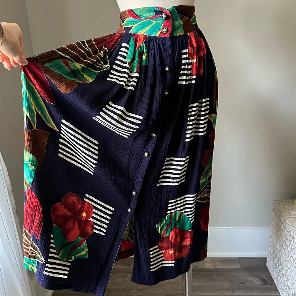 Vintage 1980s tropical skirt + cardigan set - Image 8