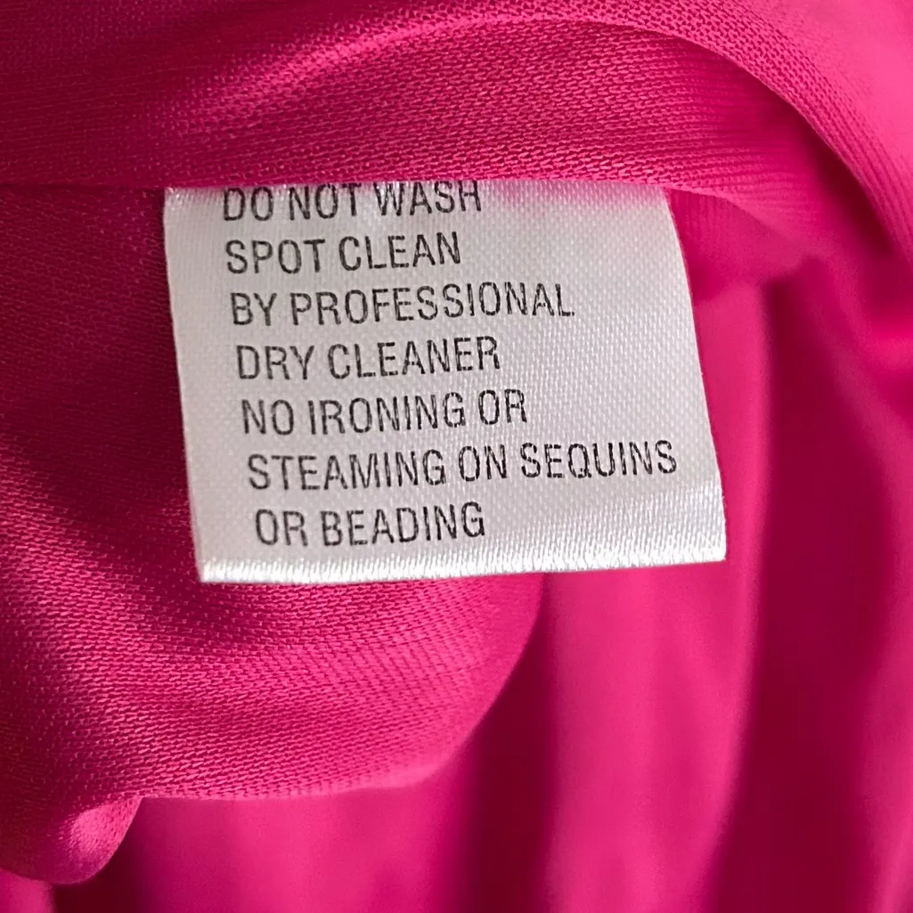 Mac Duggal Jersey One Shoulder Draped Back Gown Candy Pink Sz 4 - Image 7