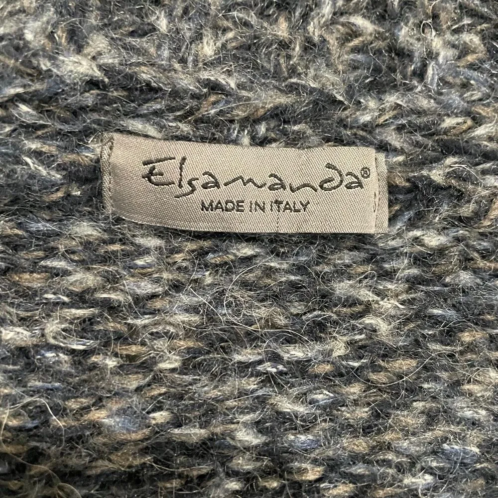 Elsamanda Made in Italy Gray Chunky Knit Open Front Cardigan S Wool Alpaca Blend - Image 11