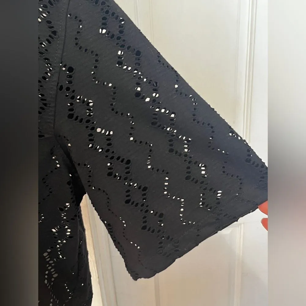 Zara Black Diamond Pattern Cut Work Shirt Size XL Unisex - Image 7