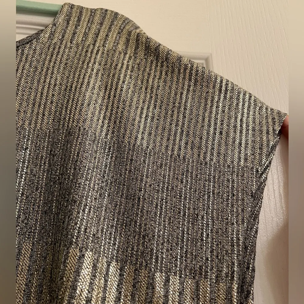 Lane Bryant Silver & Gold Metallic Christmas Holiday Tee Blouse - size 14/16 - Image 3