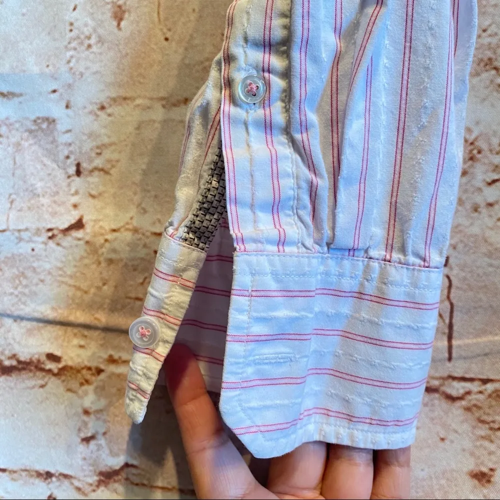 American Eagle stripe womens button down sz S pink - Image 4
