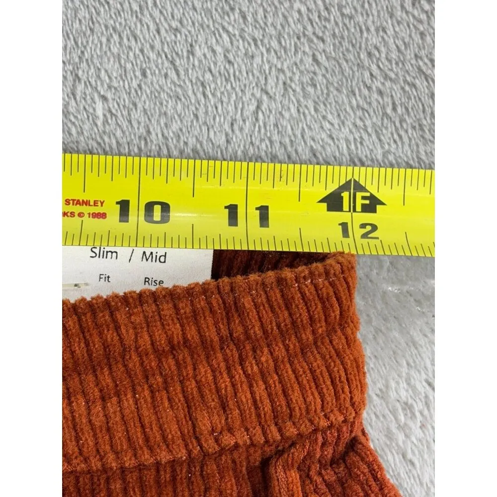 Tractr Blu Heidi Mid Rise Slim Fit Corduroy Pants Rust Orange  Flare leg NWT - Image 8