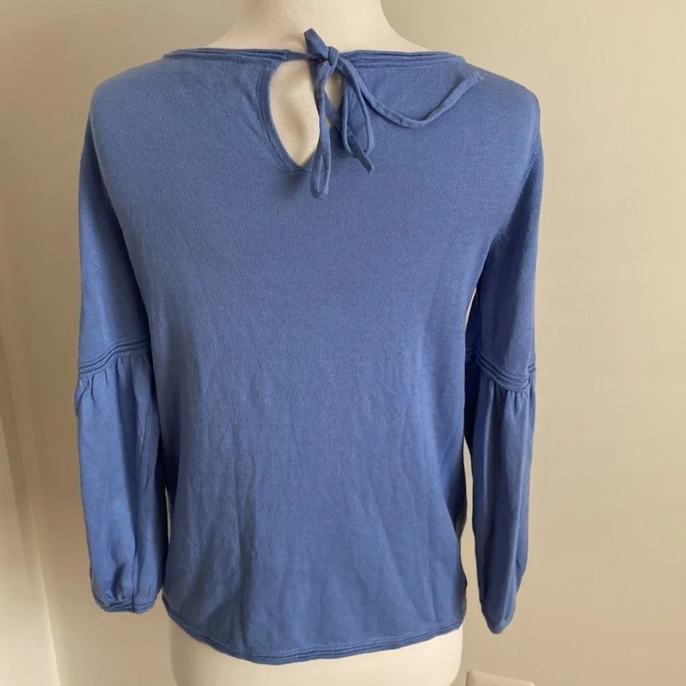 Loft  Blue Tie Back Knit Sweater Size Small - Image 5