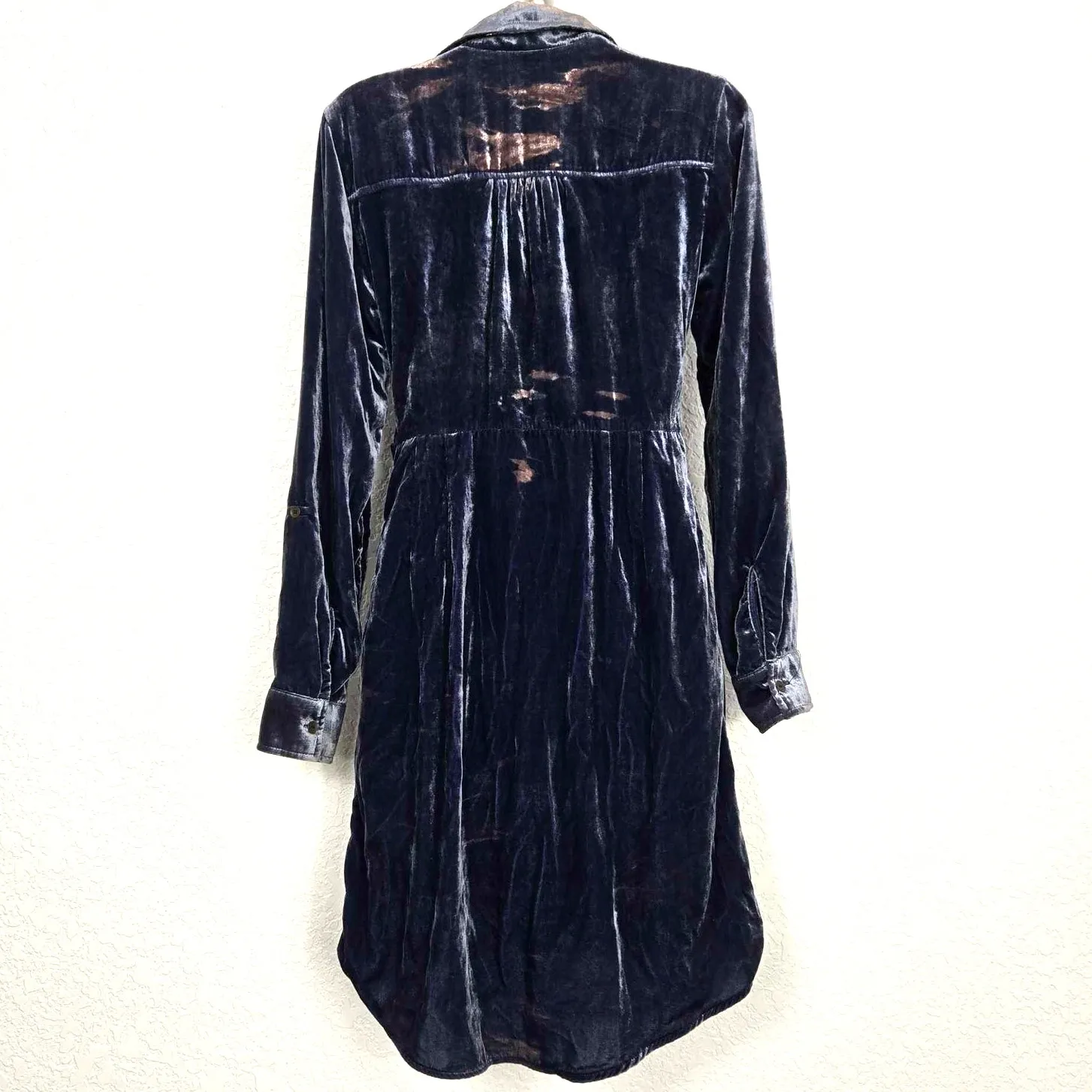 Maeve by Anthropologie Blue Crushed Velvet Shirt Dress Size 2 - Image 6