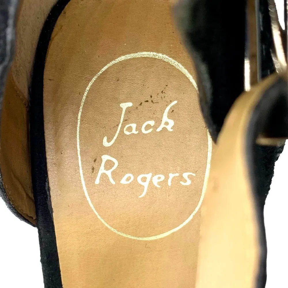 Jack Rogers Cameron Suede T-Strap Bootie Block Heel Open Toe Cut Out Black 10 - Image 8