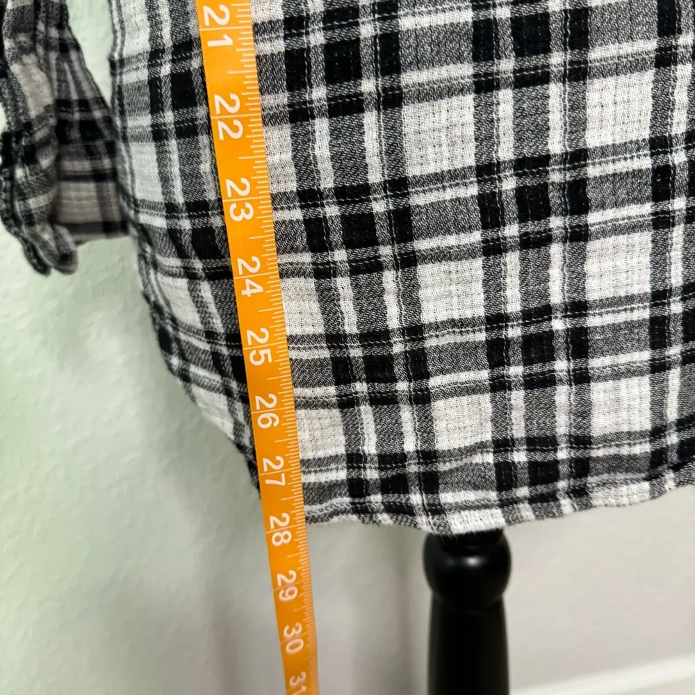 Madewell Button Down Shirt Classic Ex-Boyfriend Black White Plaid Size XS Cotton - Image 7