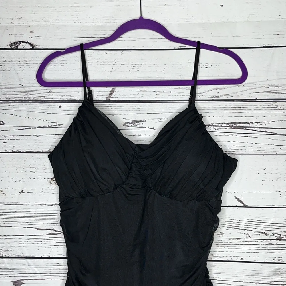 Express Body Contour NWT Sz XL Black - Gathered Mesh Overlay One Piece Bodysuit - Image 2