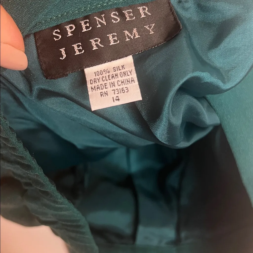Spenser Jeremy 100% silk women’s suit, teal Green Size 14 - Image 7