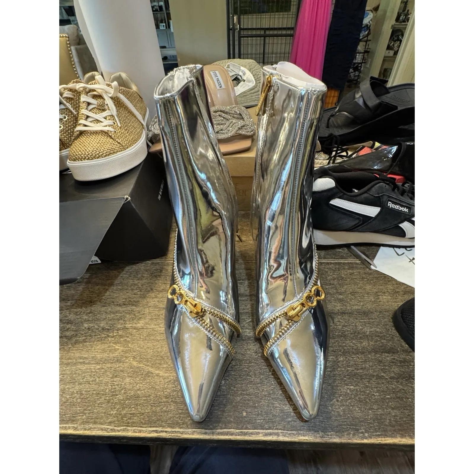 Sam Edelman Circus NY Women's Sia Ankle Boot Size 7.5 Retro Go-Go Shiny Metallic - Image 10