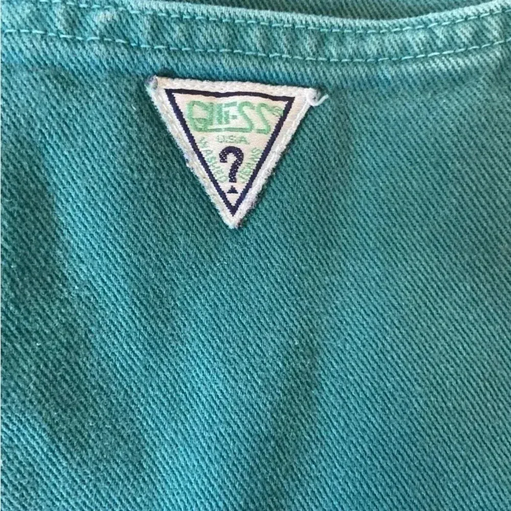 Vintage 90s Guess Shorts‎ Size 16/28 Green Denim Green Triangle Georges Marciano - Image 7