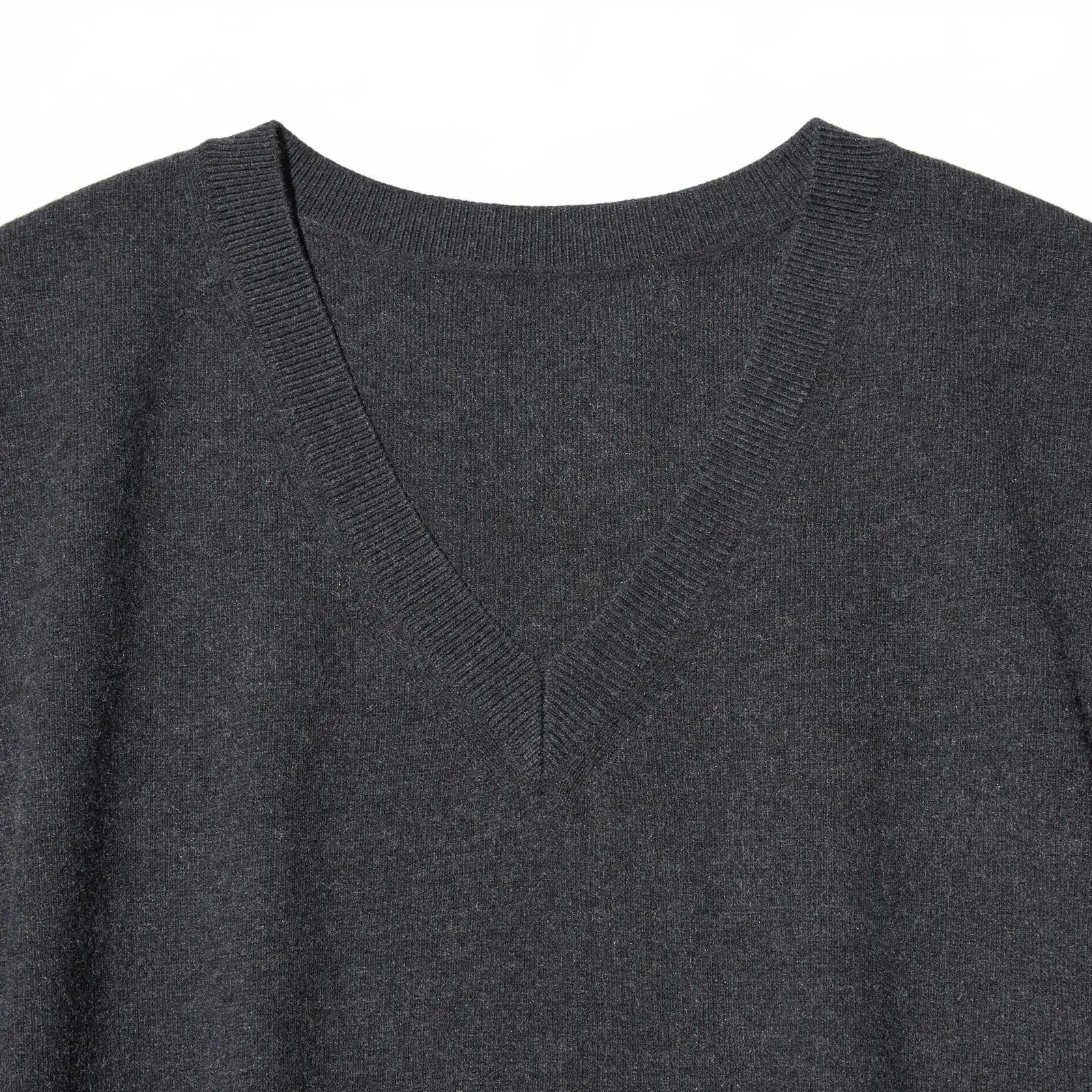 Uniqlo Washable Milano Sweater | V-Neck Dark Gray NWT Large - Image 3