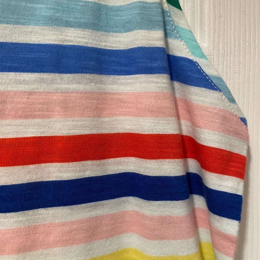 NWT Joules Colorful Rainbow Stripe Cotton Scoop Neck Bunny Tank Top Size 6 White - Image 4