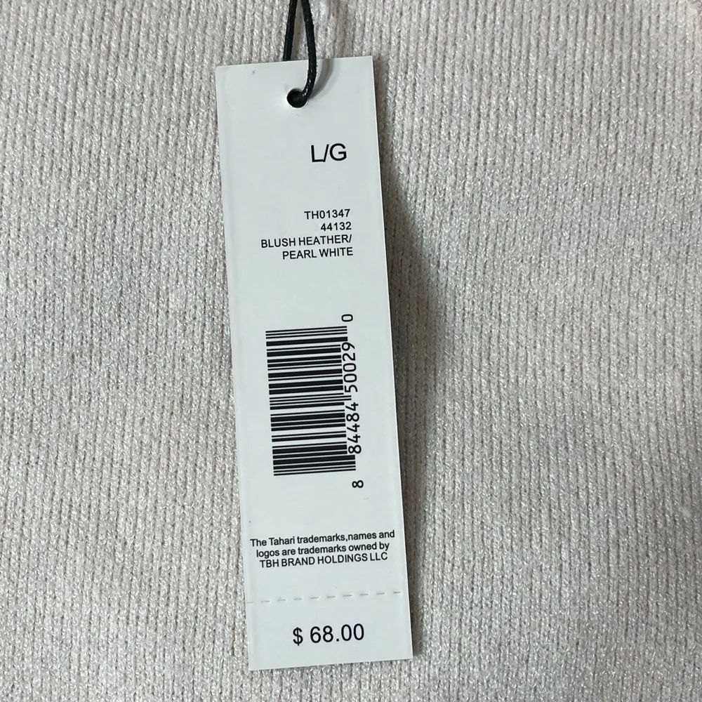 TAHARI Blush Heather Open Front Cardigan Long Cuff Sleeves Thick Knit Size L - Image 12