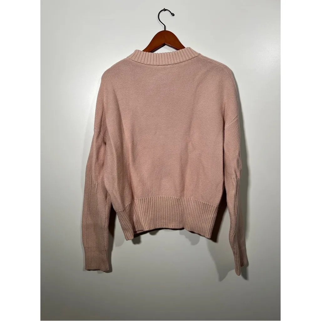 Varley Menlo Top Sweater in Pearl Knit Pink Size Large with Chest Pocket - Image 3