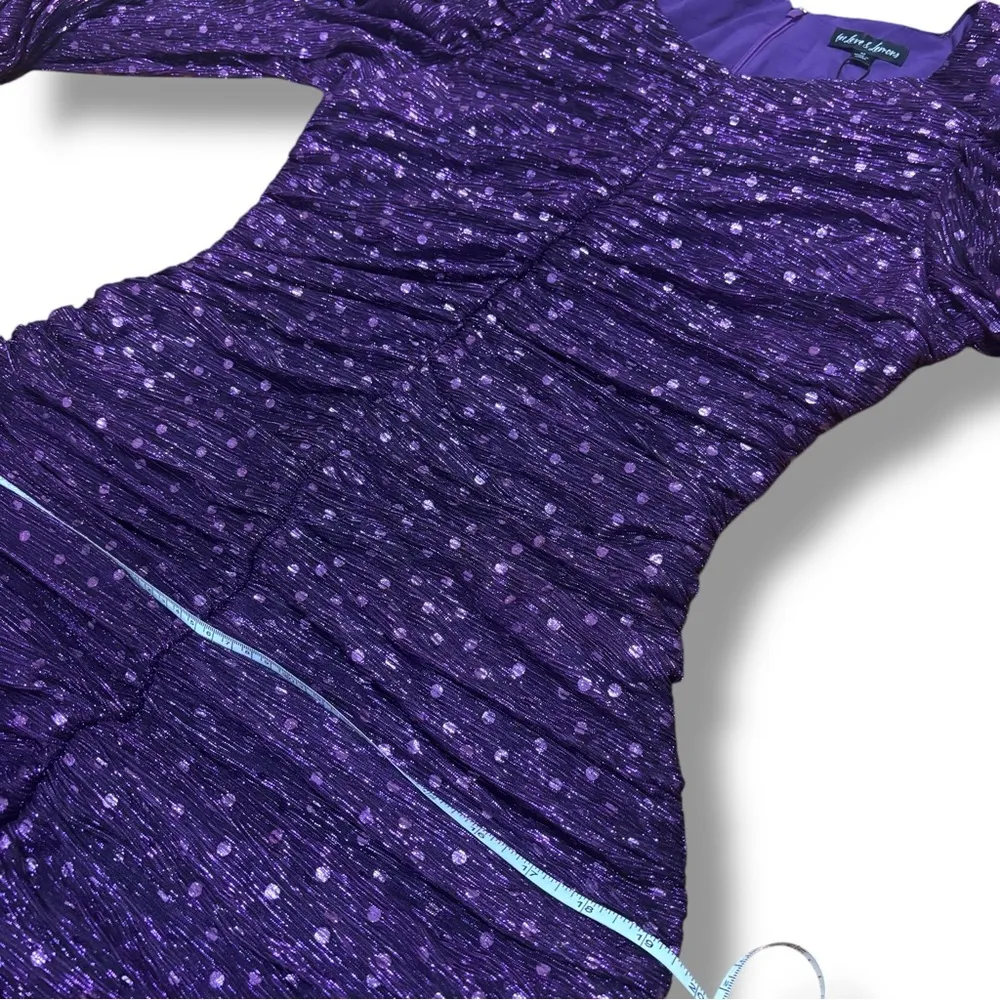 NWT For Love & Lemons Purple Sparkly 80s Inspired La Villette Mini Dress Medium - Image 8