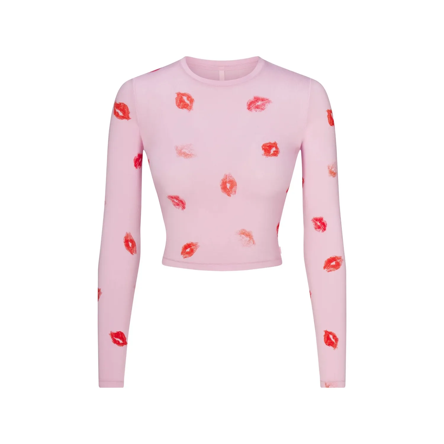 SKIMS Sleep Super Cropped Long Sleeve Valentine's Day Cherry Blossom Lipstick - Image 1