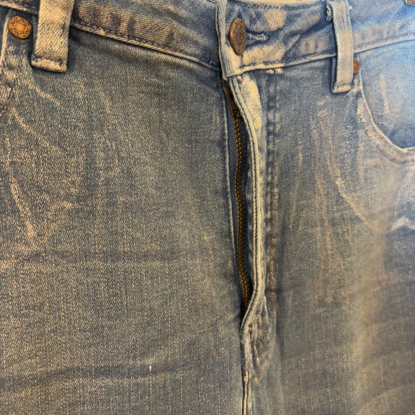 Soft‎ Surroundings Blue Metallic Wash Denim Jeans Womens Size 16 - Image 4