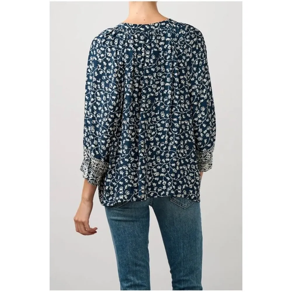 💕NATALIE MARTIN💕 Remy Top ~ Pomegranate Indigo Blue XS NWT - Image 4