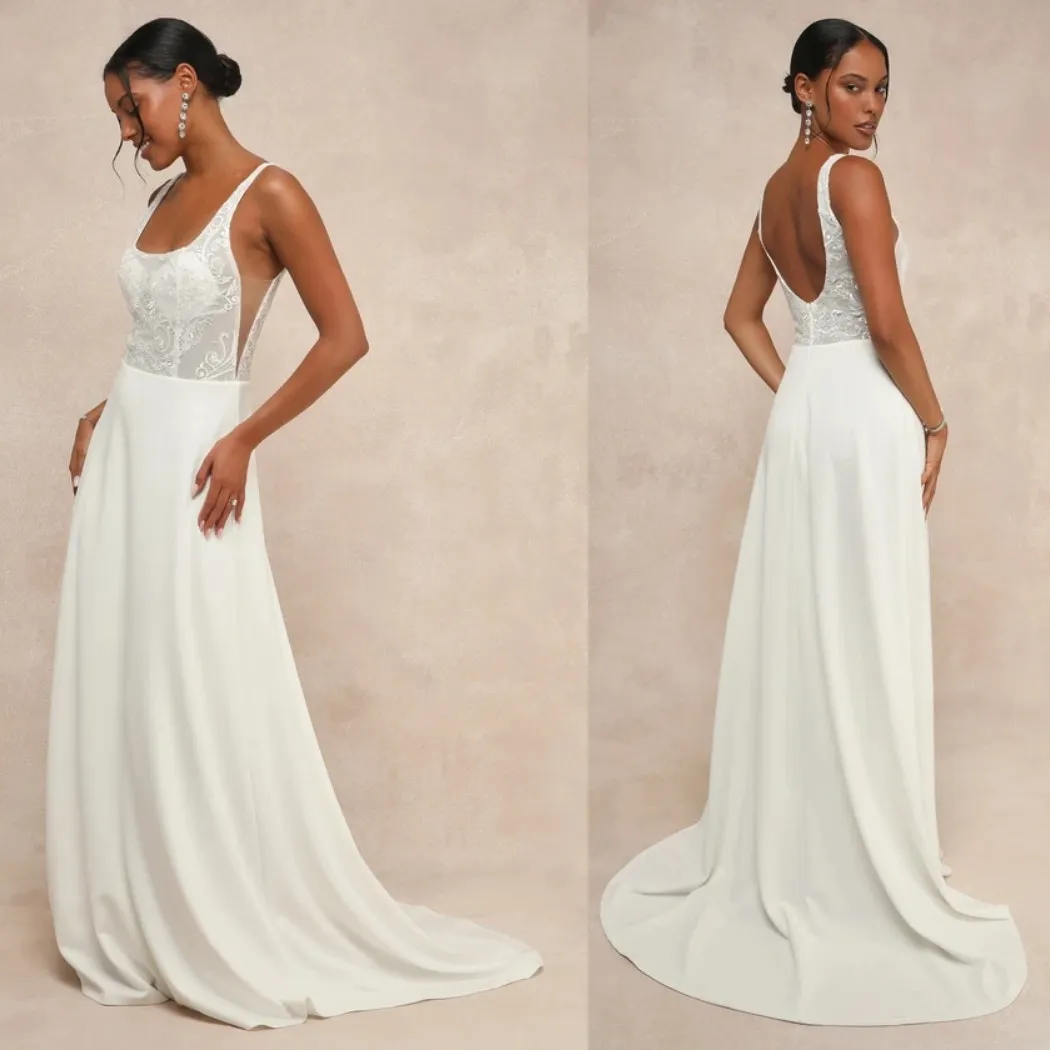 NWT Lulus Positively Romantic White Sheer Mesh Embroidered Maxi Dress Bridal S - Image 2