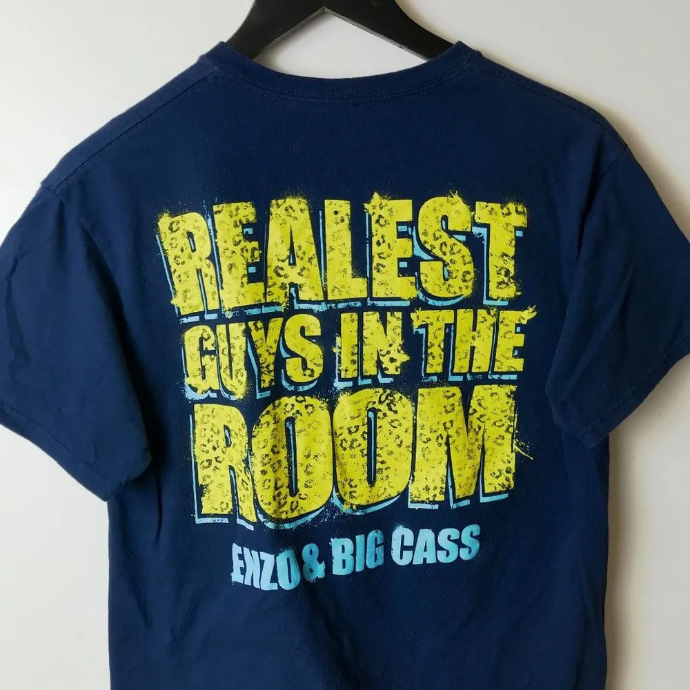 2016 WWE Bada Boom Realest Guys In The Room T Shirt Blue Medium M Graphic Tee - Image 6