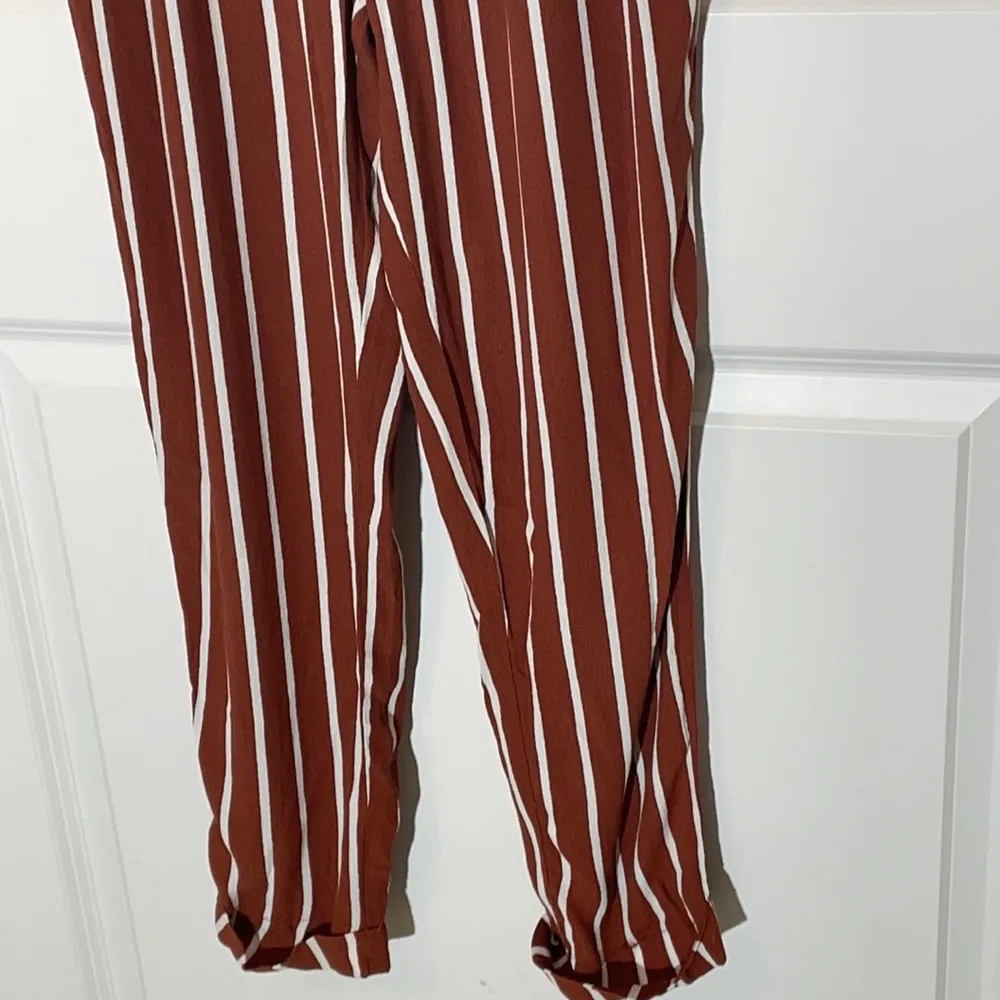Forever 21 Viscose Striped Paper Bag Pants Small - Image 4