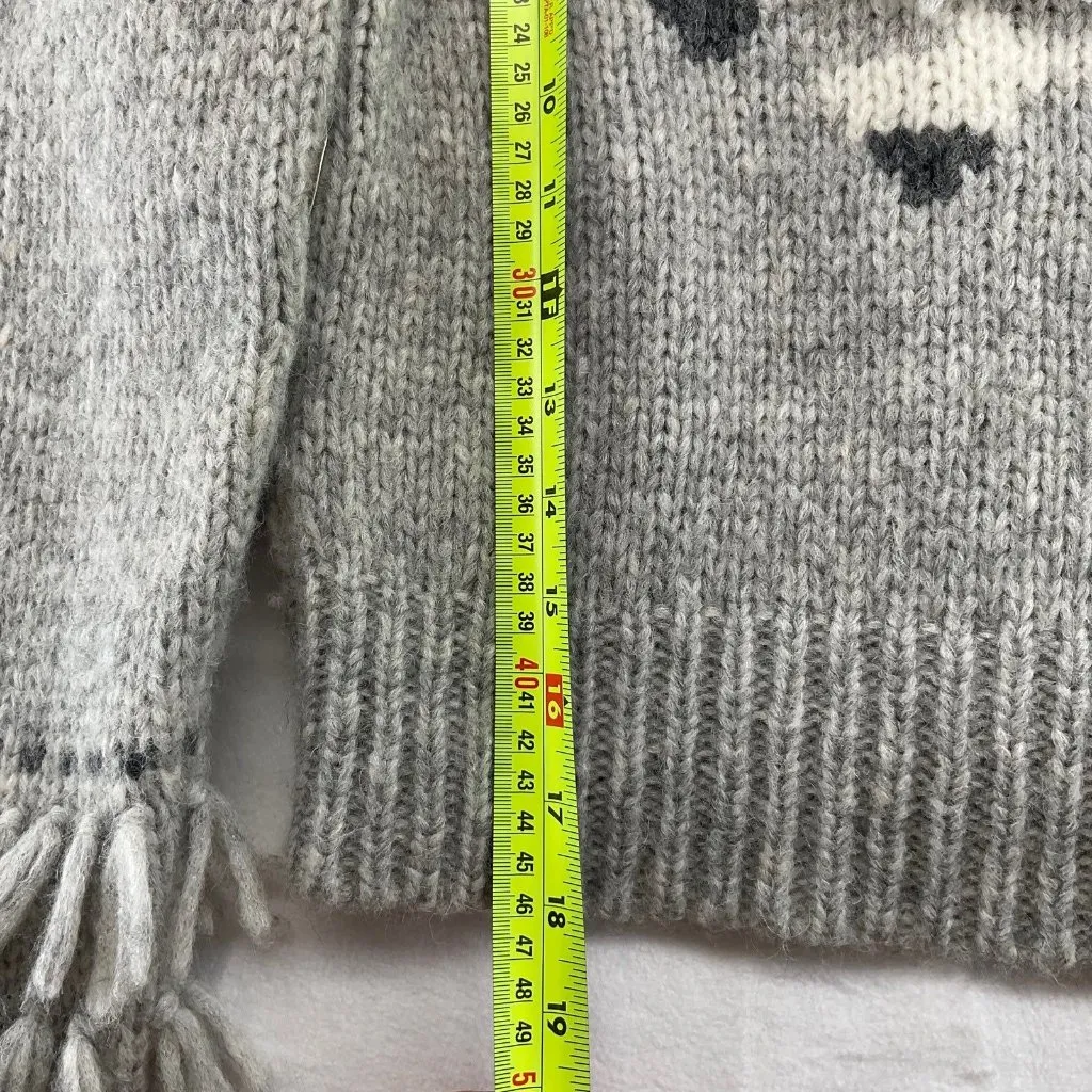 LoveShackFancy Atlas Grey Fringe Sweater Alpaca Size Small - Image 6