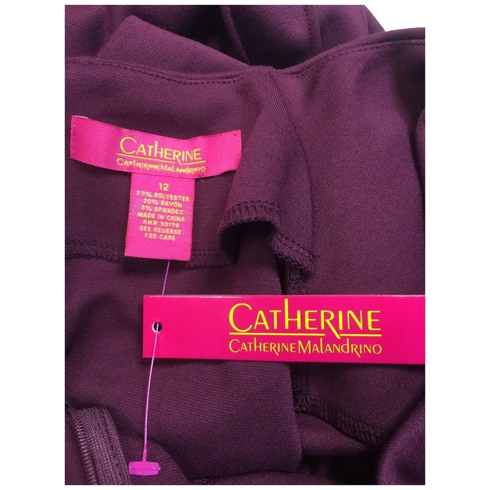 New Catherine Malandrino Womens Sheath Jesse Cutout Pintuck Dress Eggplant 12 - Image 7