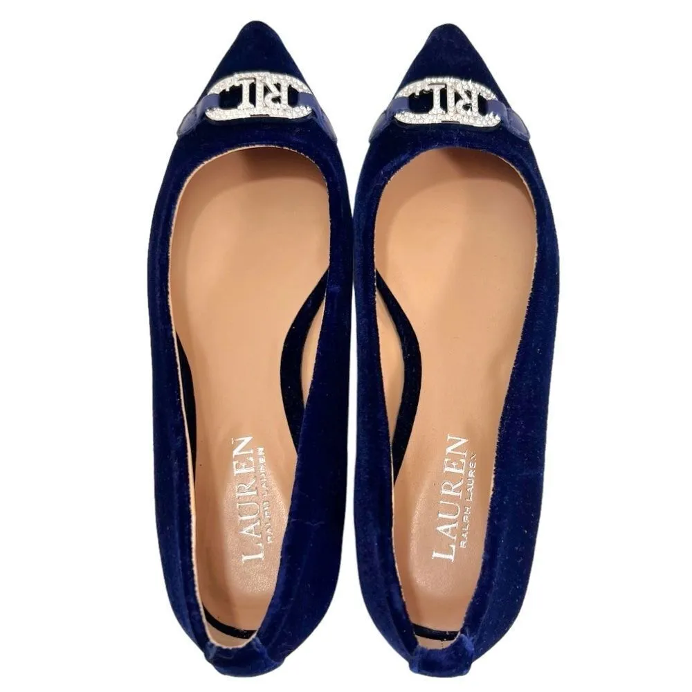Lauren Ralph Lauren Lilah Blue Velvet Ballet Flats Size 7 - Image 12