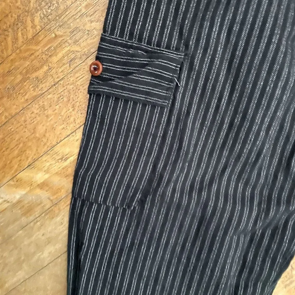 Black gray long pants drawstring ankles pockets elastic waistband comfortable Size M - Image 3