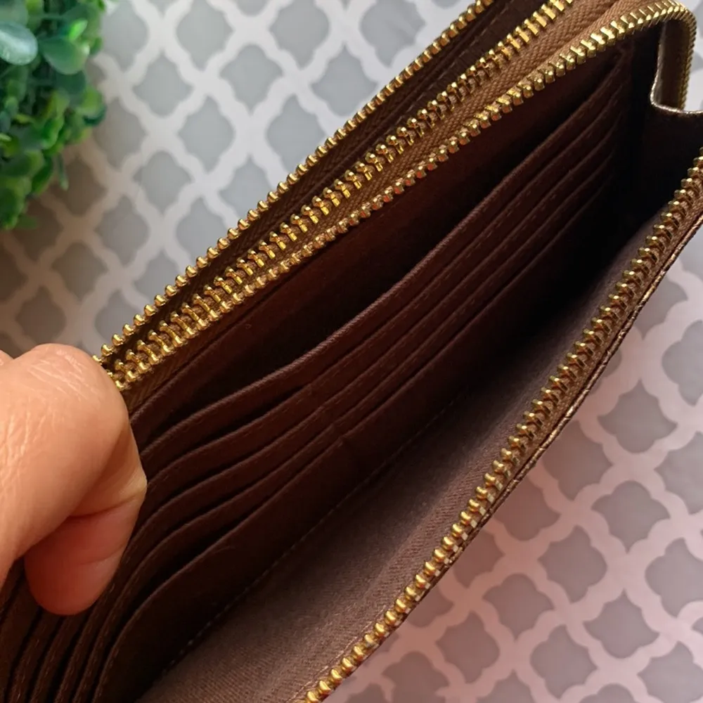 Lodis Italian Leather Double‎ Zip Wristlet Wallet Bronze Python - Image 8