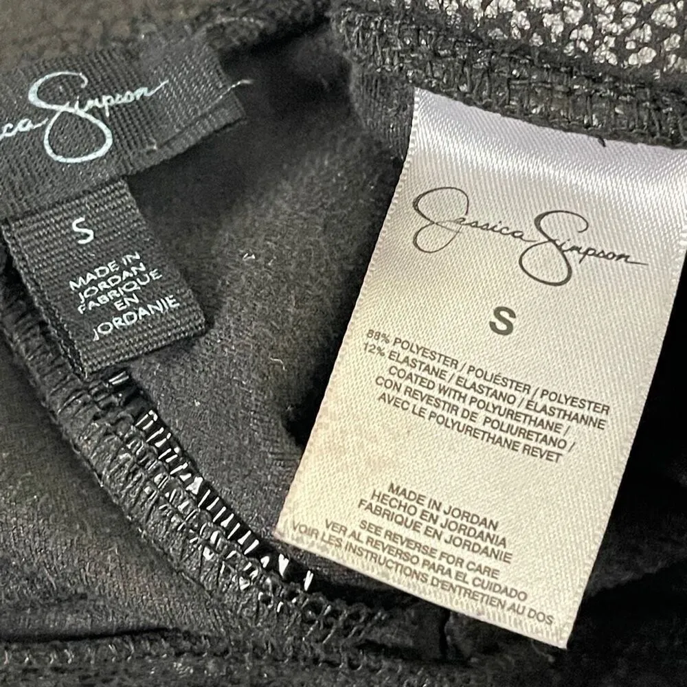 JESSICA SIMPSON Black Faux‎ Leather Leggings Zippered Ankle, Size Small - Image 6