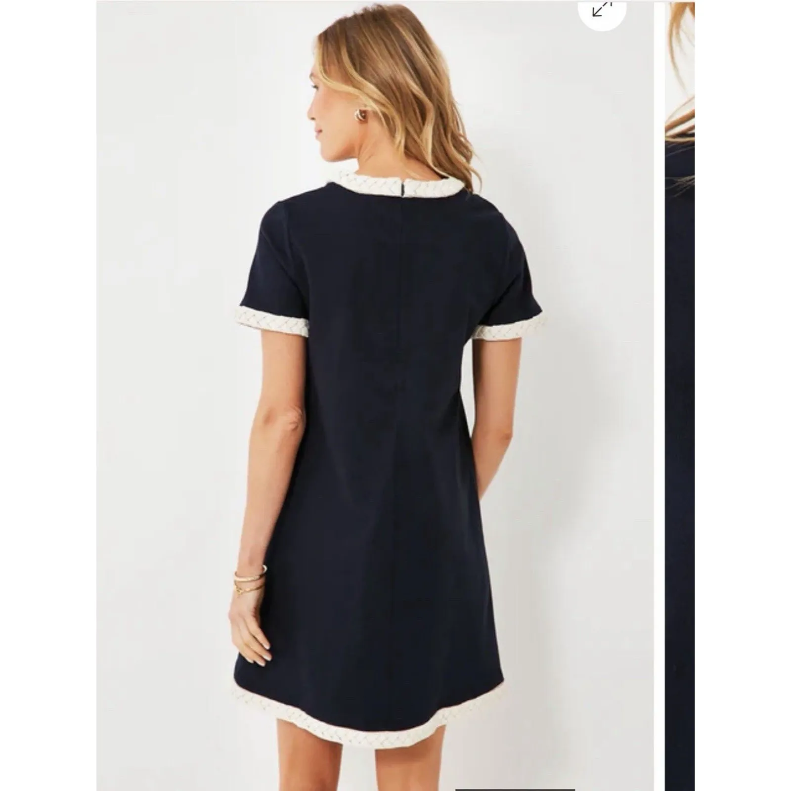 Tuckernuck  Navy Bow Olivia Dress Women’s Small Cotton Shift Mini - Image 2