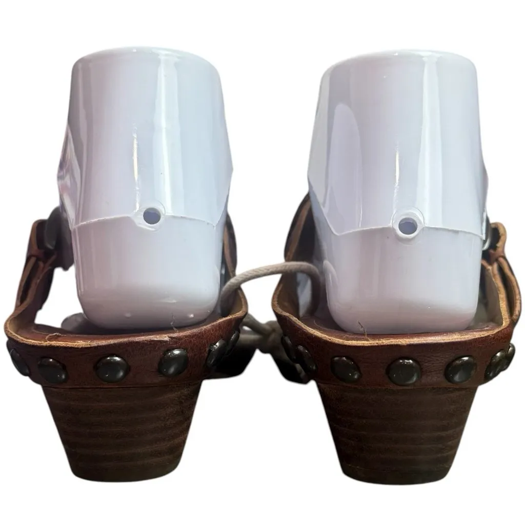 Frye Brown Red Leather Studded Thong Sandals 2” Heel Cowgirl Coastal Comfort 8 - Image 10