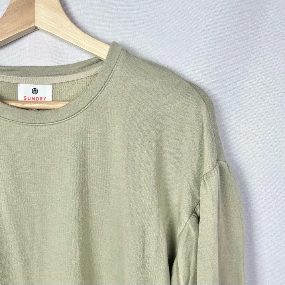 Sundry Green Roll Sleeve Crew Neck Lounge Top 2 / M - Image 3