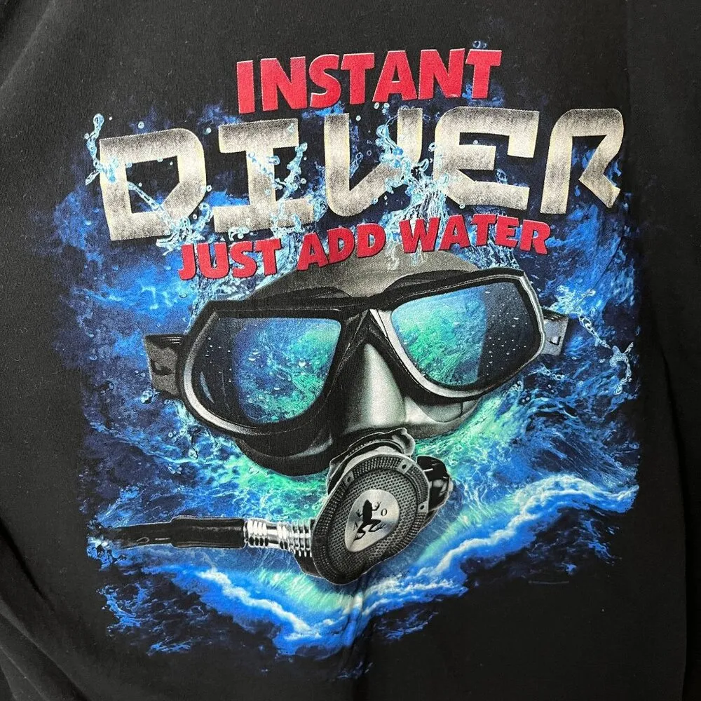 Instant Diver T Shirt Black XXL 2XL Graphic Tee Cotton Short Sleeve Solid Logo - Image 7