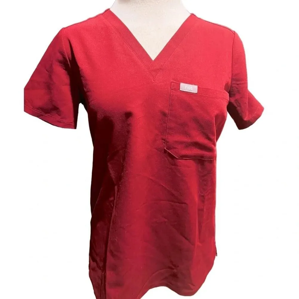 FIGS  Essential 1-Pocket Scrub Top in Burgundy Size XS - Image 5