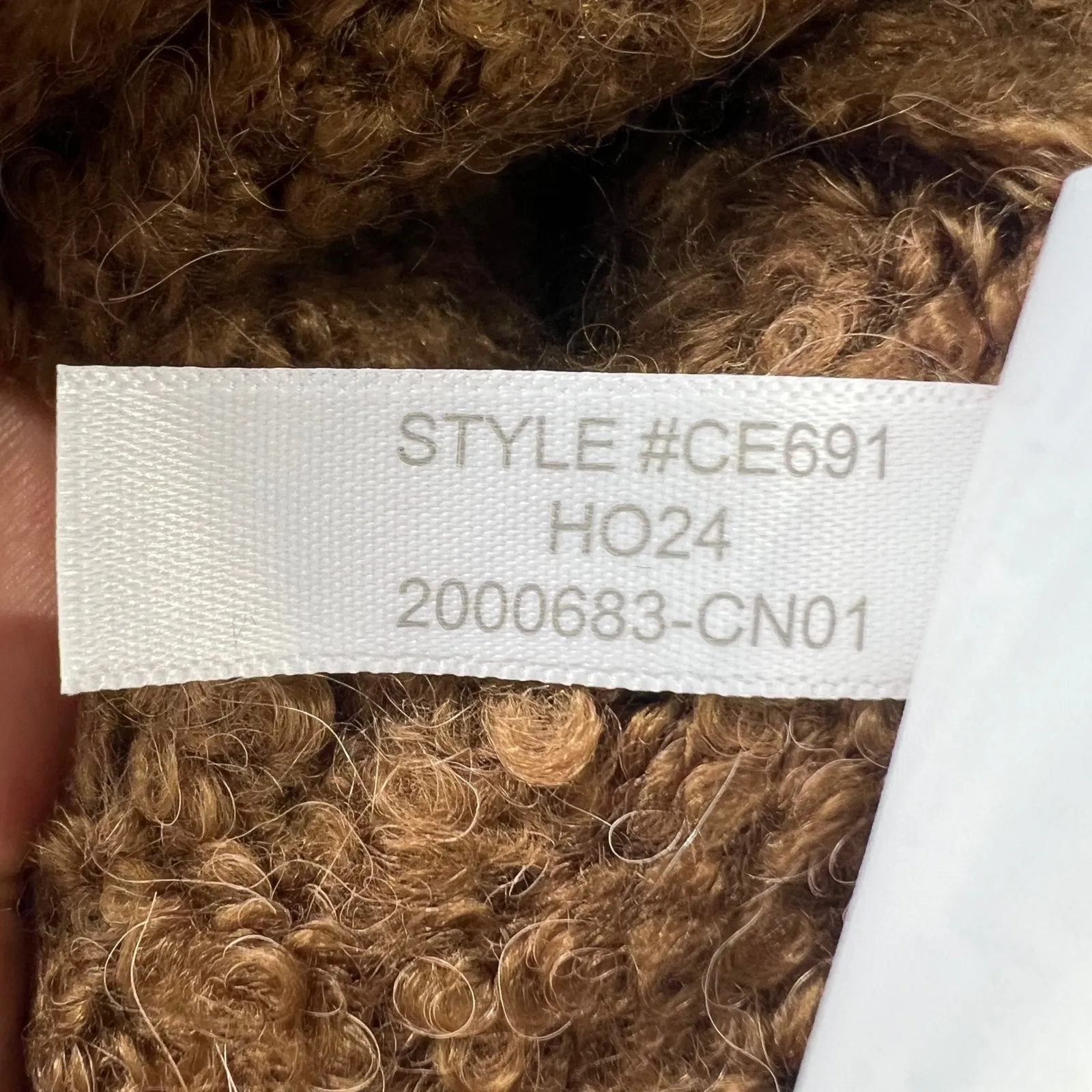 J.Crew Women M  Caramel Brown Bouclé Yarn Knit Sweater Mock Neck Long Sleeve - Image 5