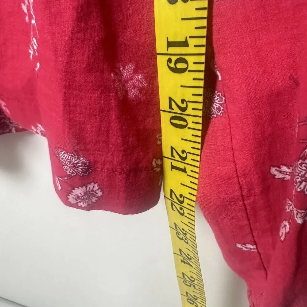 Universal Threads Blouse Womens Long Sleeve Printed Woven Red Floral Top Medium - Image 8