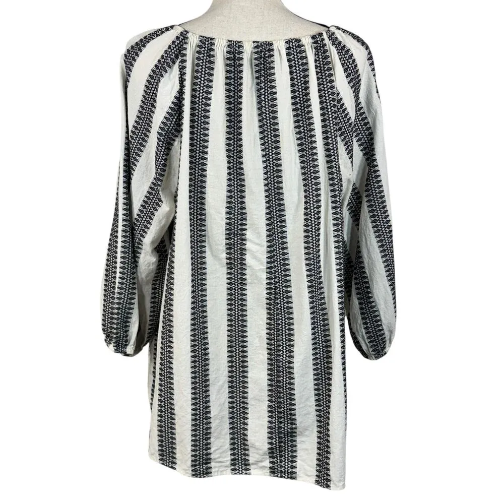 Lane Bryant SZ 18/20 Top Striped Keyhole 3/4 Balloon Sleeve Tie Tasseled Slits - Image 5