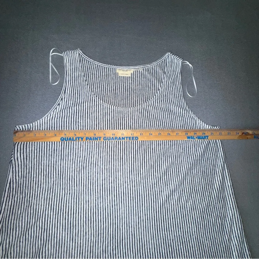 Christian Siriano Blue and White Striped 100% Linen sleeveless Tunic Top Plus 1x - Image 9