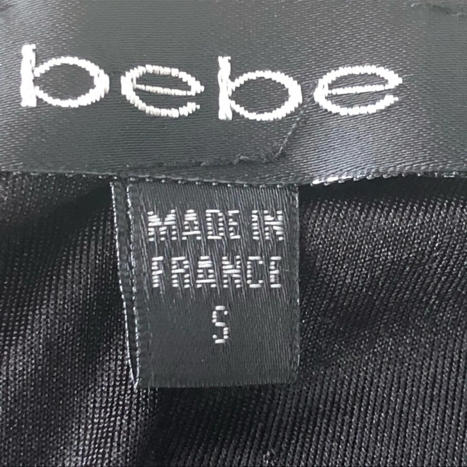 Bebe Shiny Black Mini Party Dress Low Demi Cup Size Small - Image 8