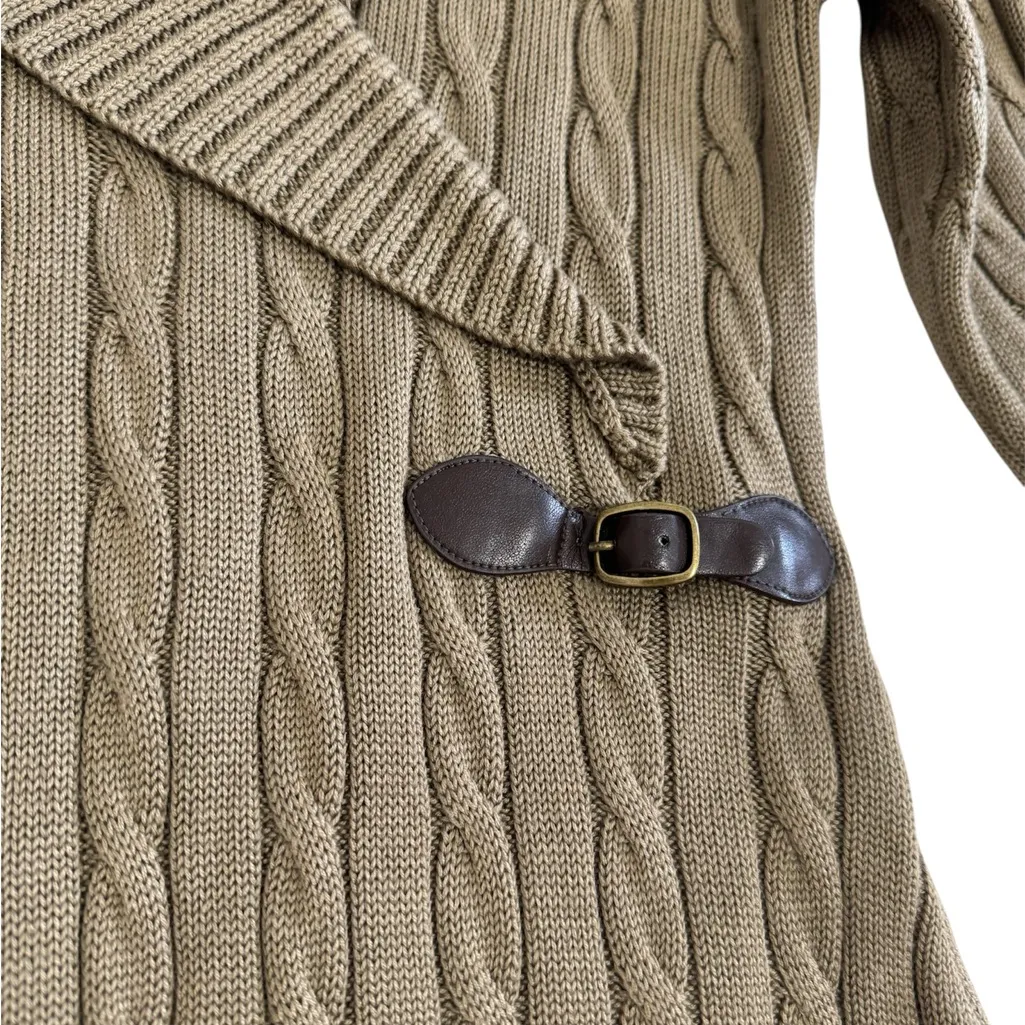 Calvin Klein Cable Knit Sweater Dress with Belt Tan Size M - Image 5