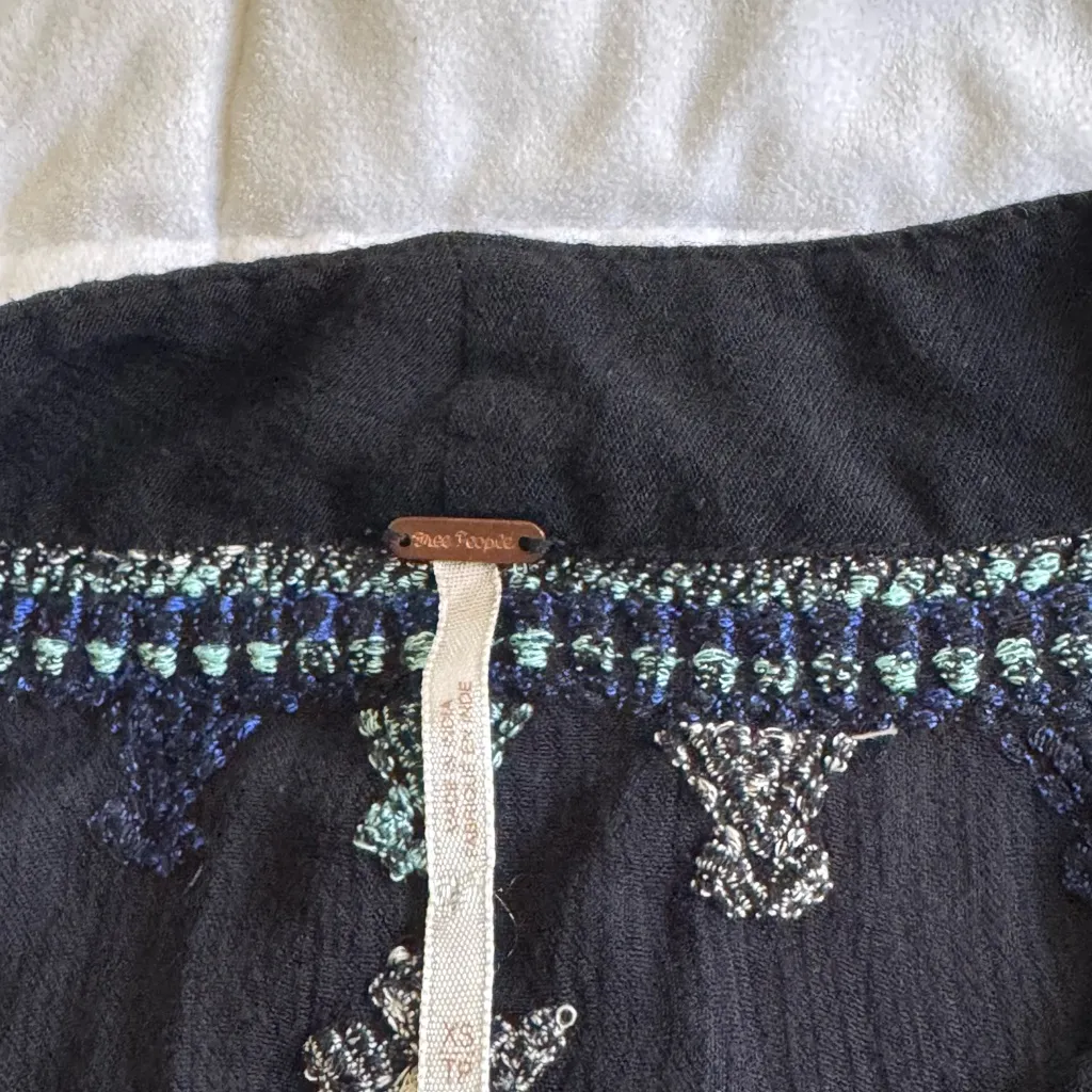 Free People Black and White V-Neck Sundress with Bishop Sleeves - Image 7