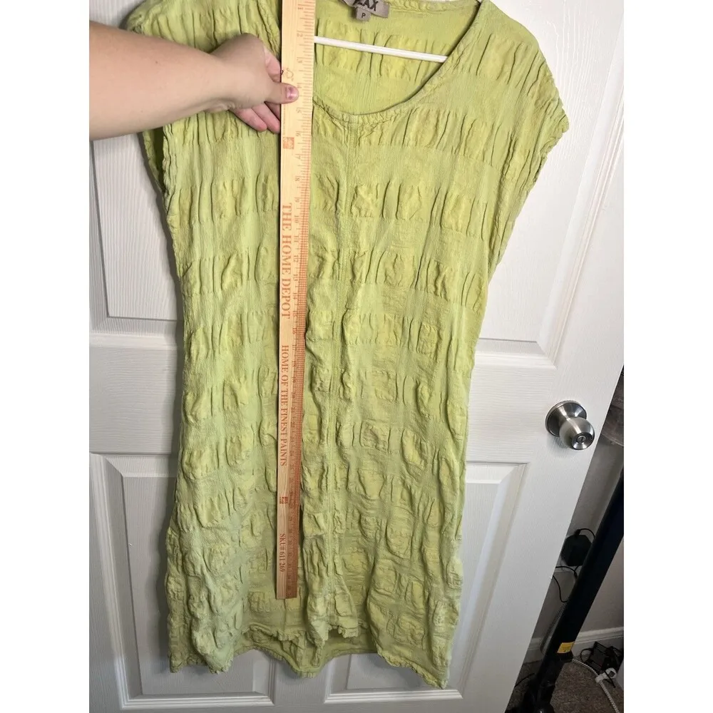 Flax Linen Lime Green Chartreuse Sleeveless Knee Length Dress Sz Petite M - Image 5